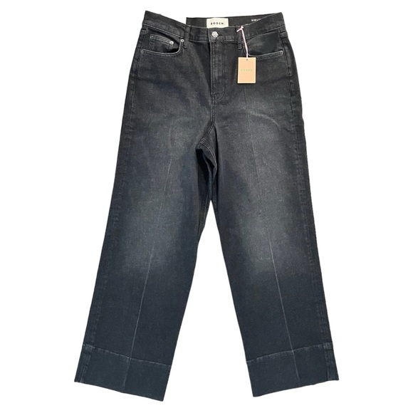 Boden Denim - Boden Womens Size‎ 30 High Waisted Full Length Black Straight Leg Jeans Cuffed